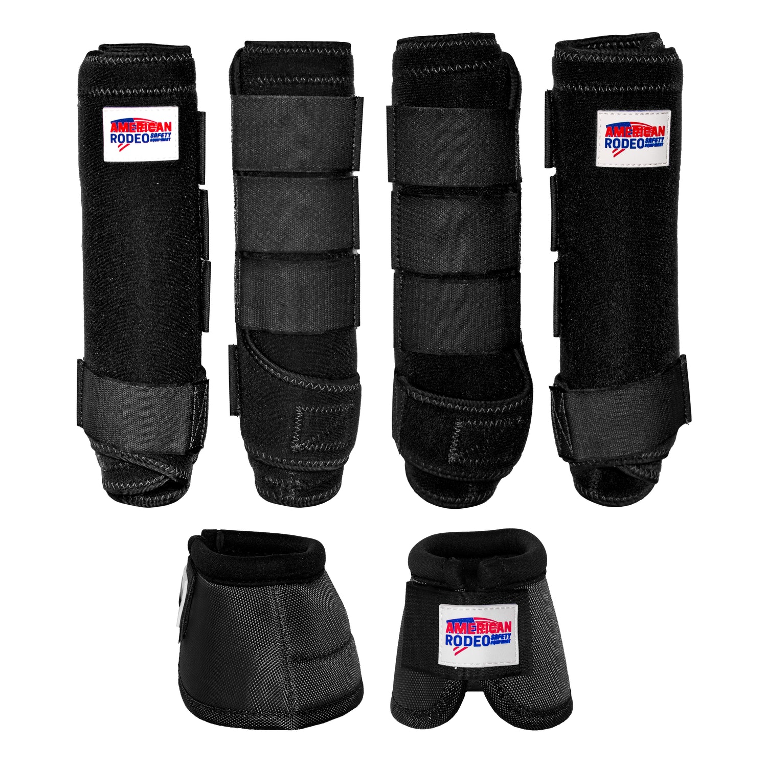 Black Ankle and Hoof Protection Kit Including Boots and Bells