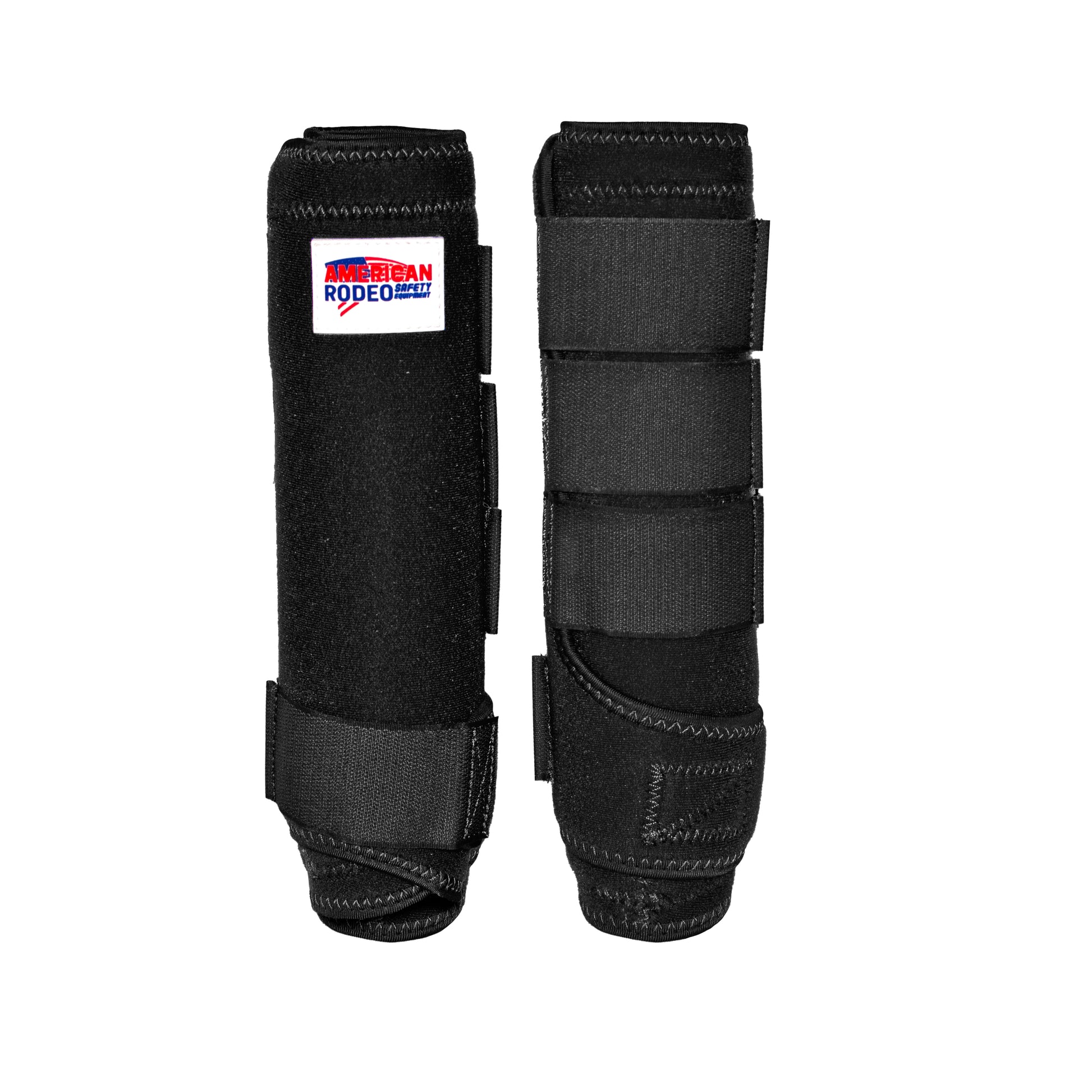 Black Back Leg Equine Boots with four hook and loop straps